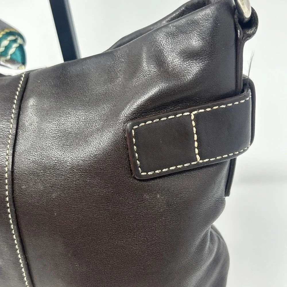 Vintage Coach Brown Leather Handbag Silver Hardware Buckle